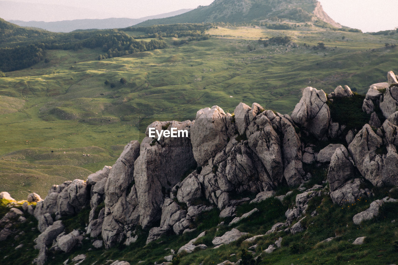 Scenic view of rocky mountains