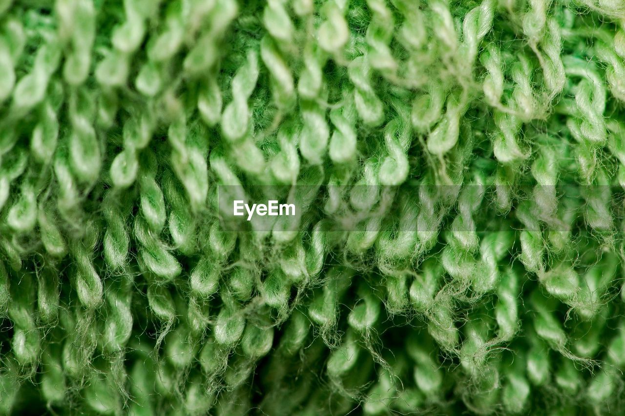 Full frame shot of green wool