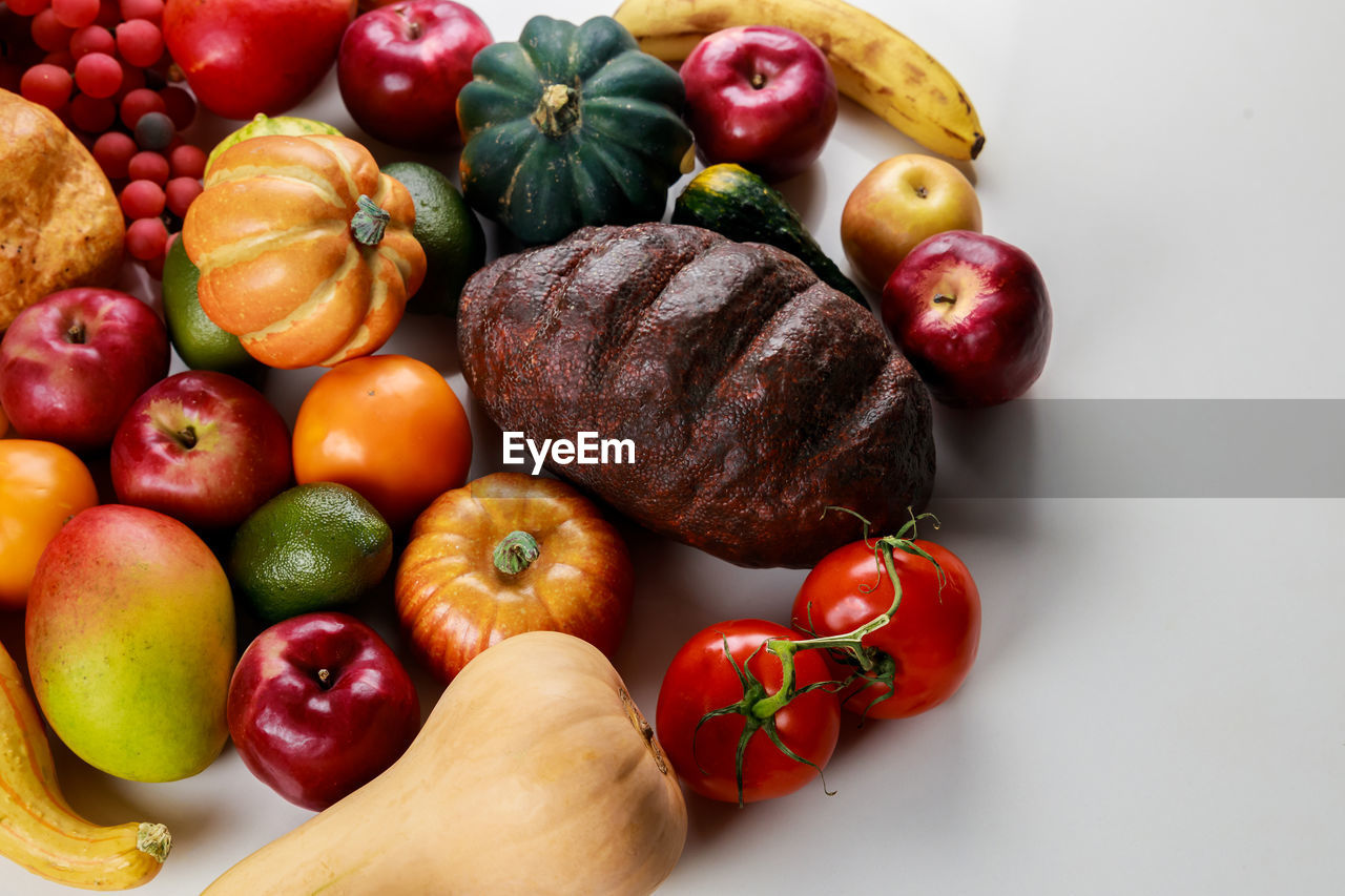 high angle view of vegetables on white background