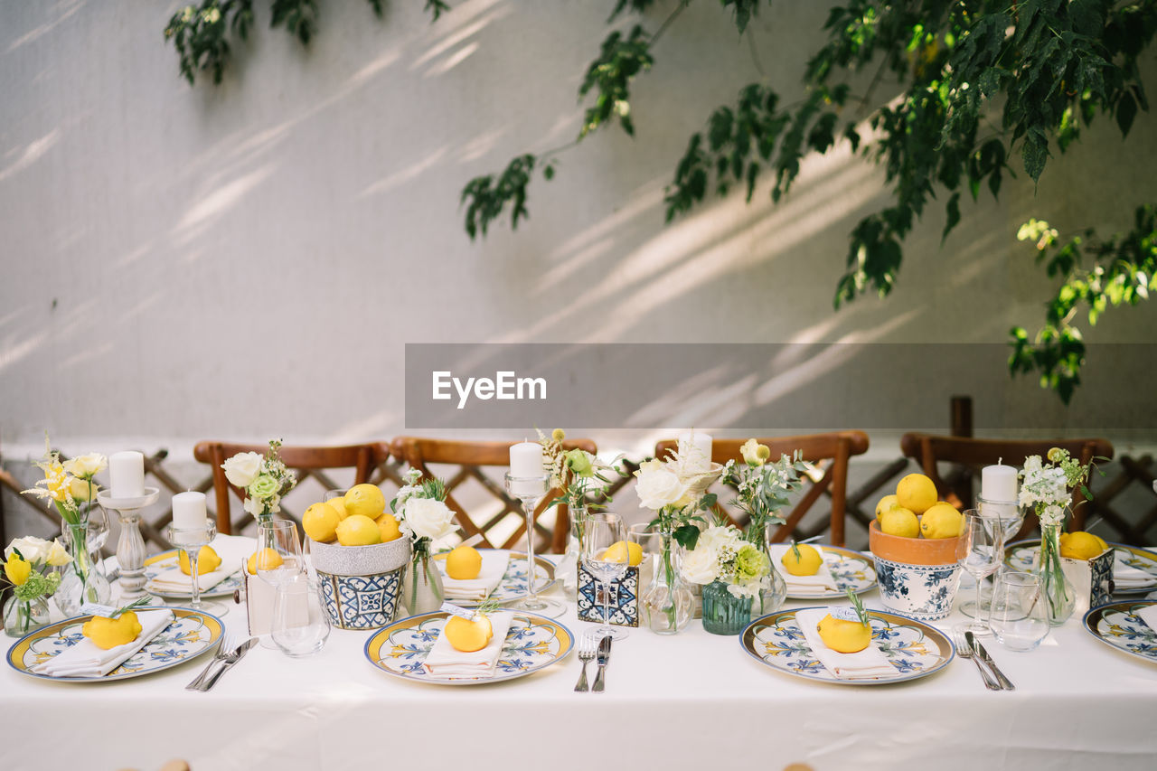 High angle view of food on table