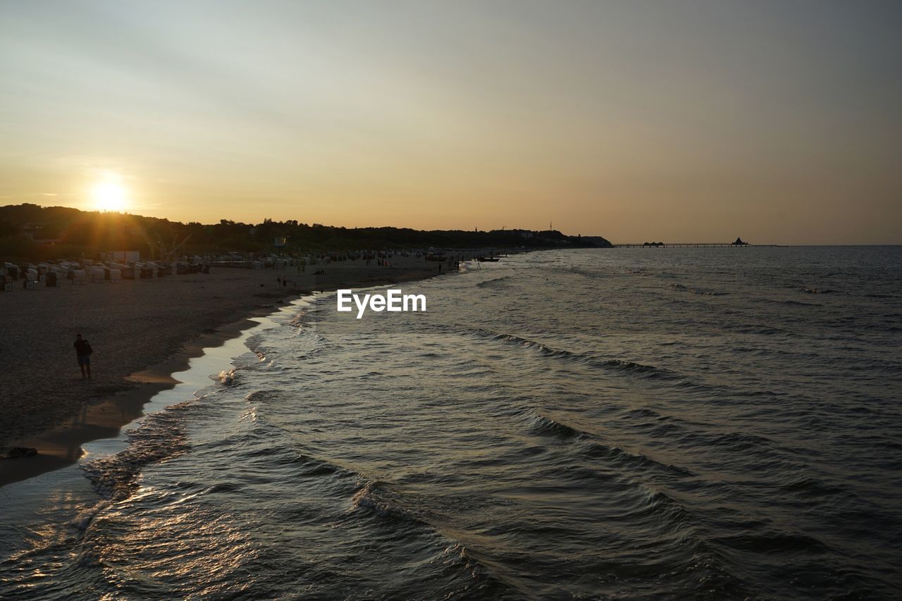 SCENIC VIEW OF BEACH DURING SUNSET