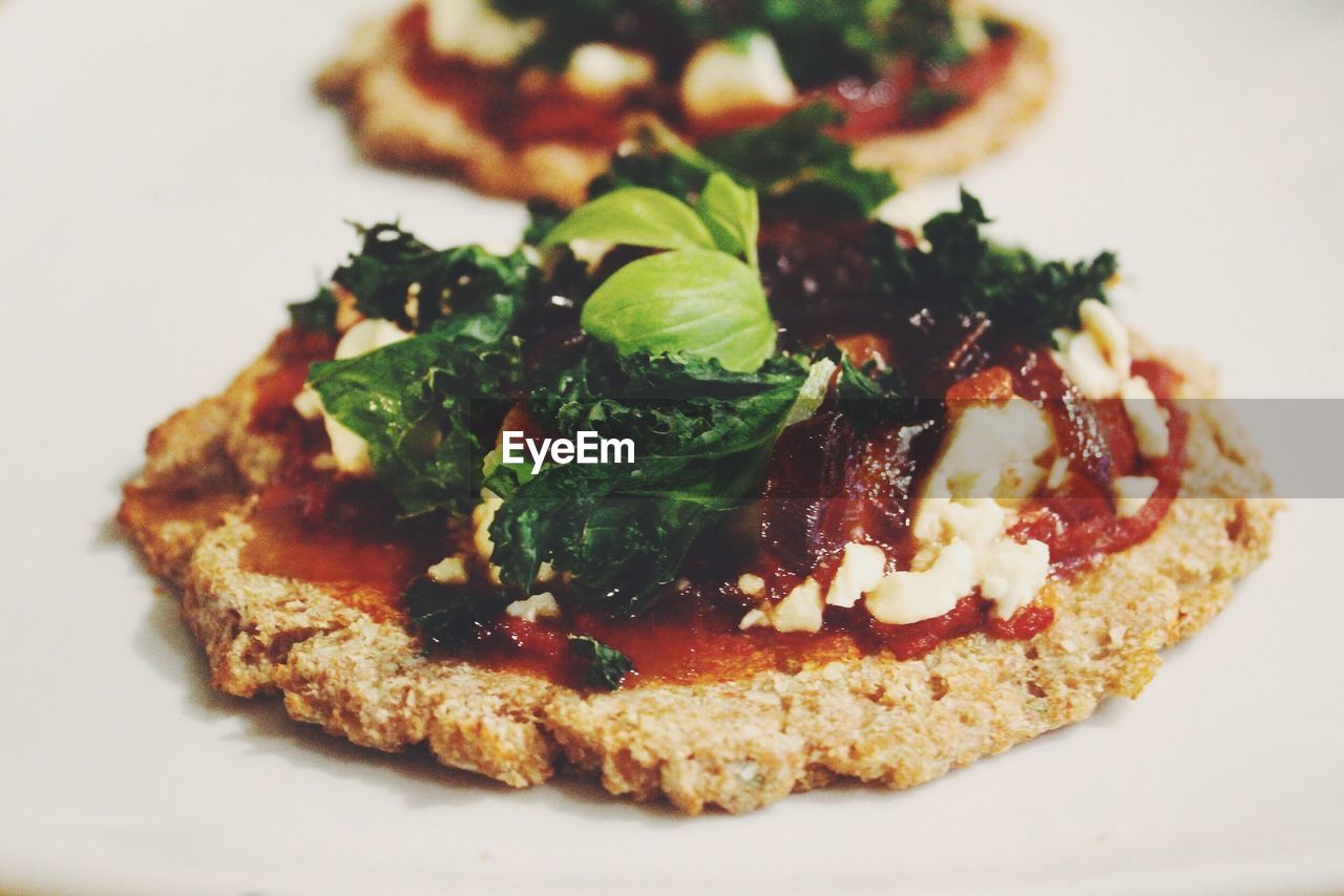 Close-up of pizza on table