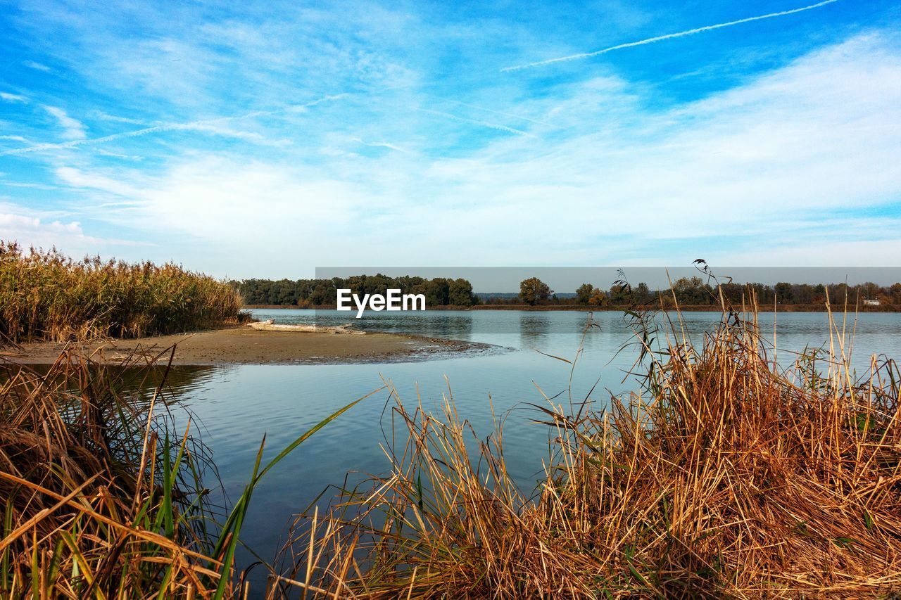 Scenic view of lake against sky