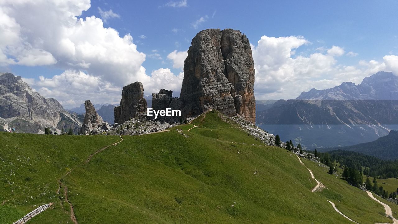 Panoramic view of landscape and mountains against sky