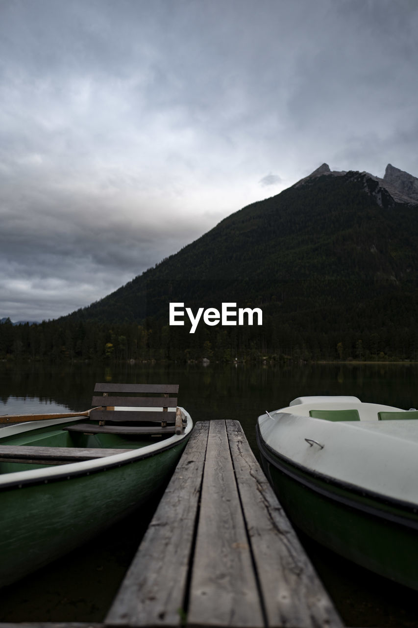 Boats at lake hintersee, germany