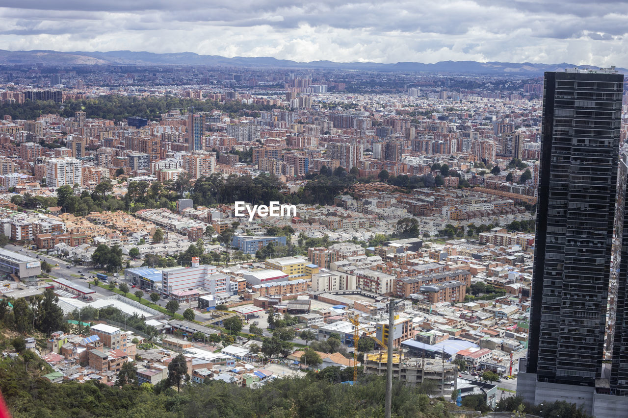 High angle view of townscape against sky