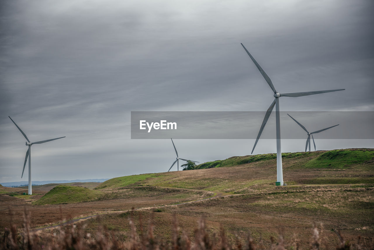 windmills on field