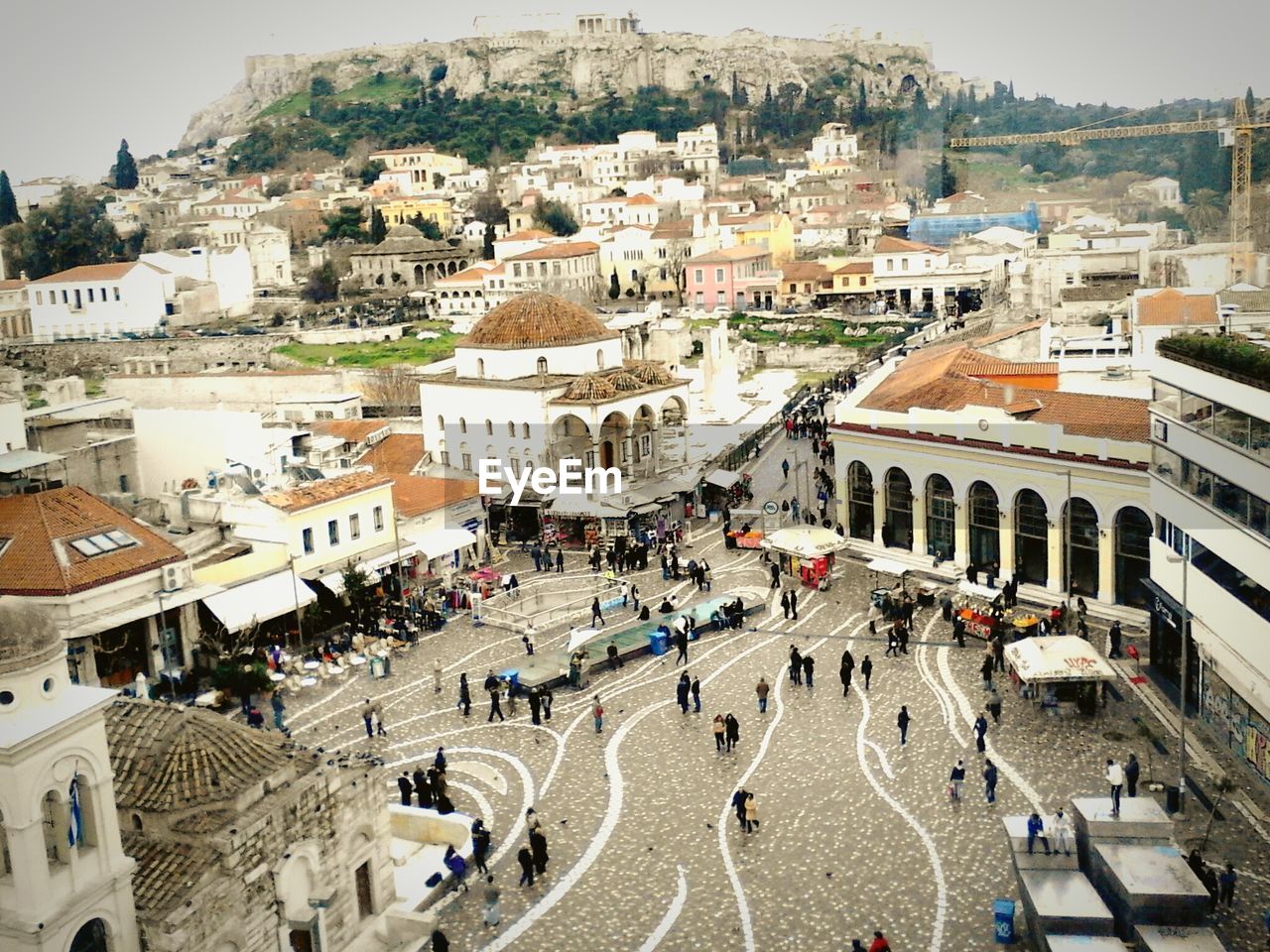 High angle view of flea market