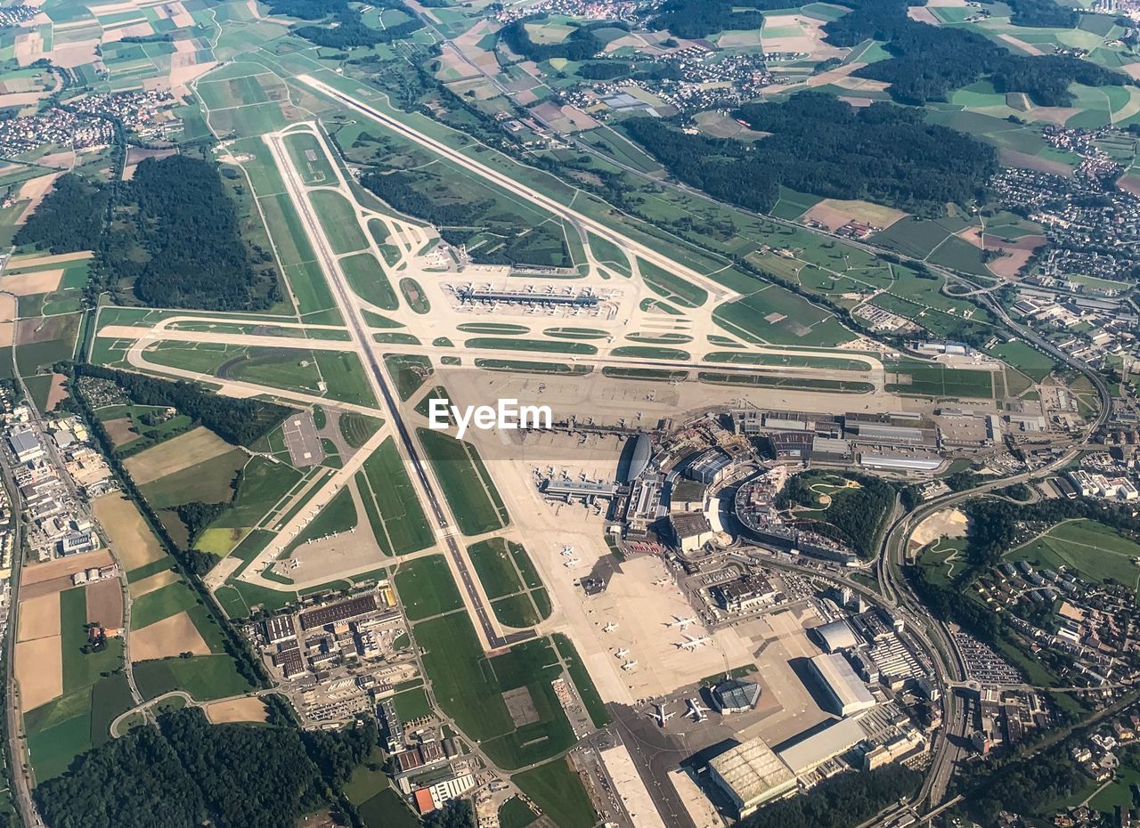 High angle view of zurich airport 