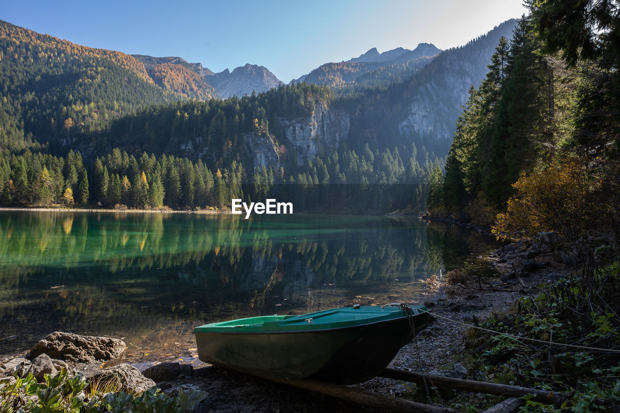 Scenic view of lake by mountains