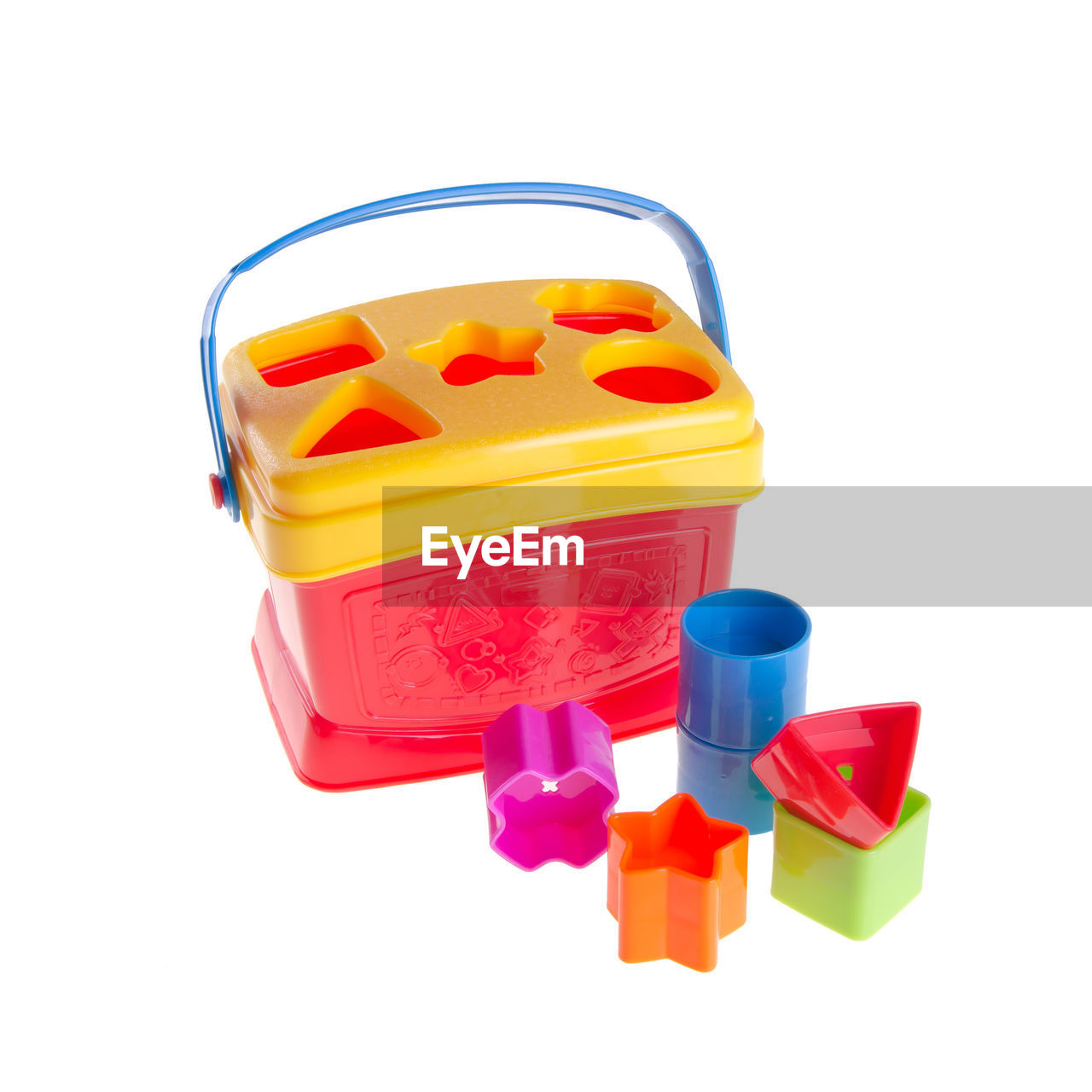 Toy or baby toy plastic shape sorter on background new