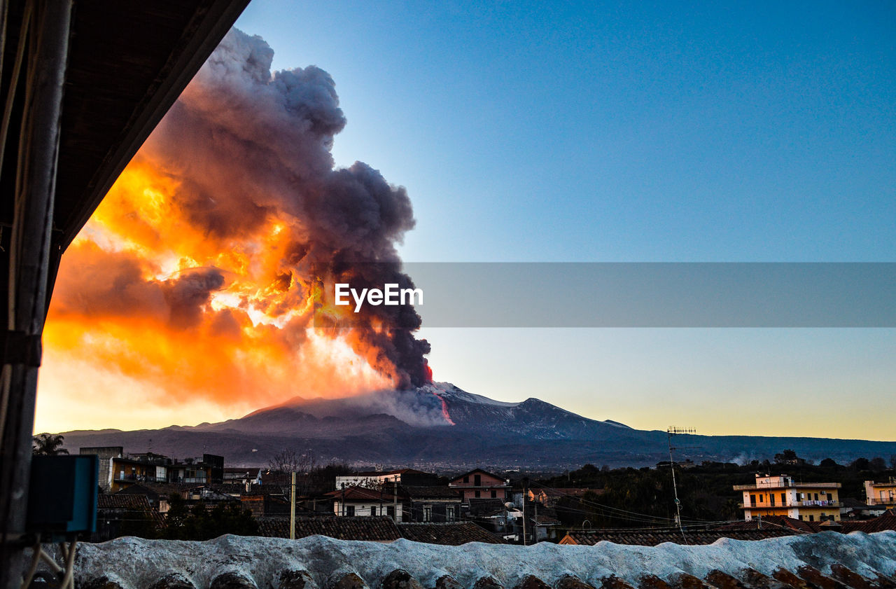 Panoramic view of mount etna against sky