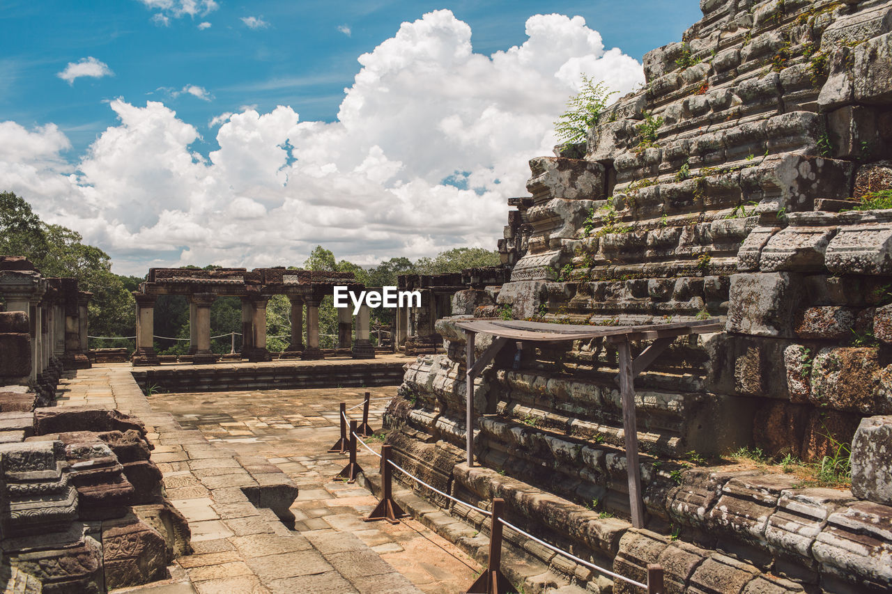 Panoramic view of temple against cloudy sky