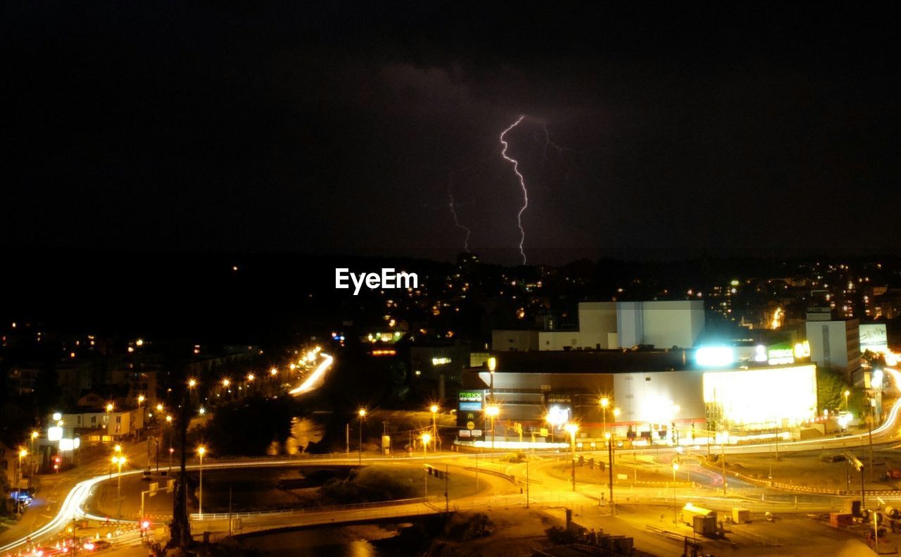 Thunderstorm over illuminated city