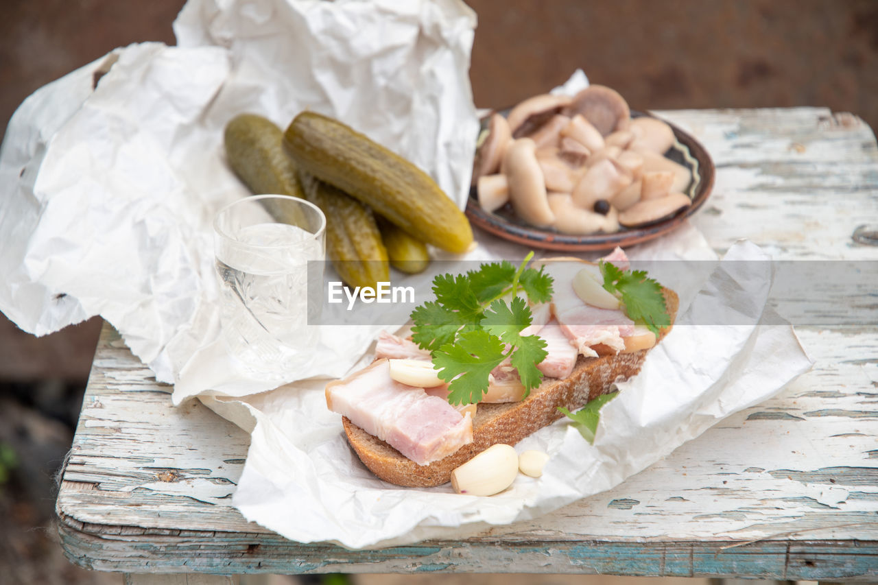 Close-up of food on table