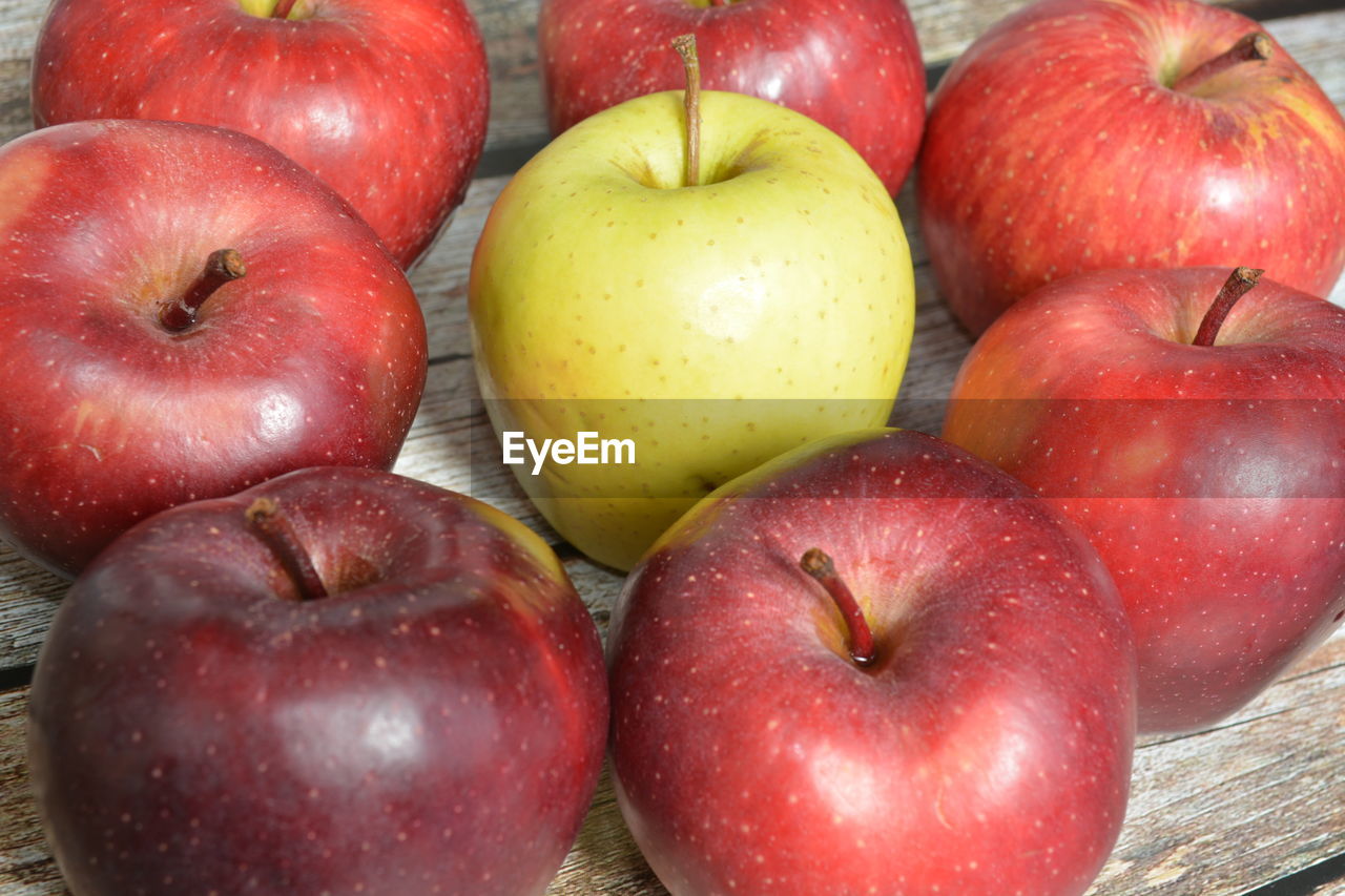 High angle view of apples