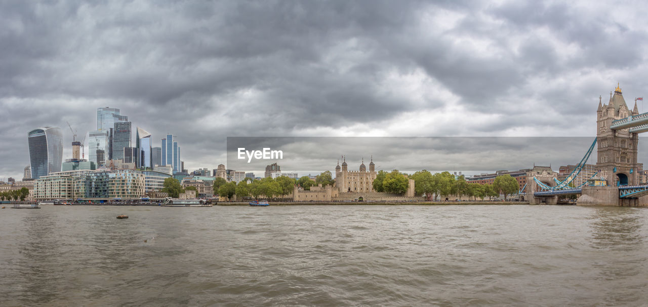 The tower of london and the city viewed from across the river thames