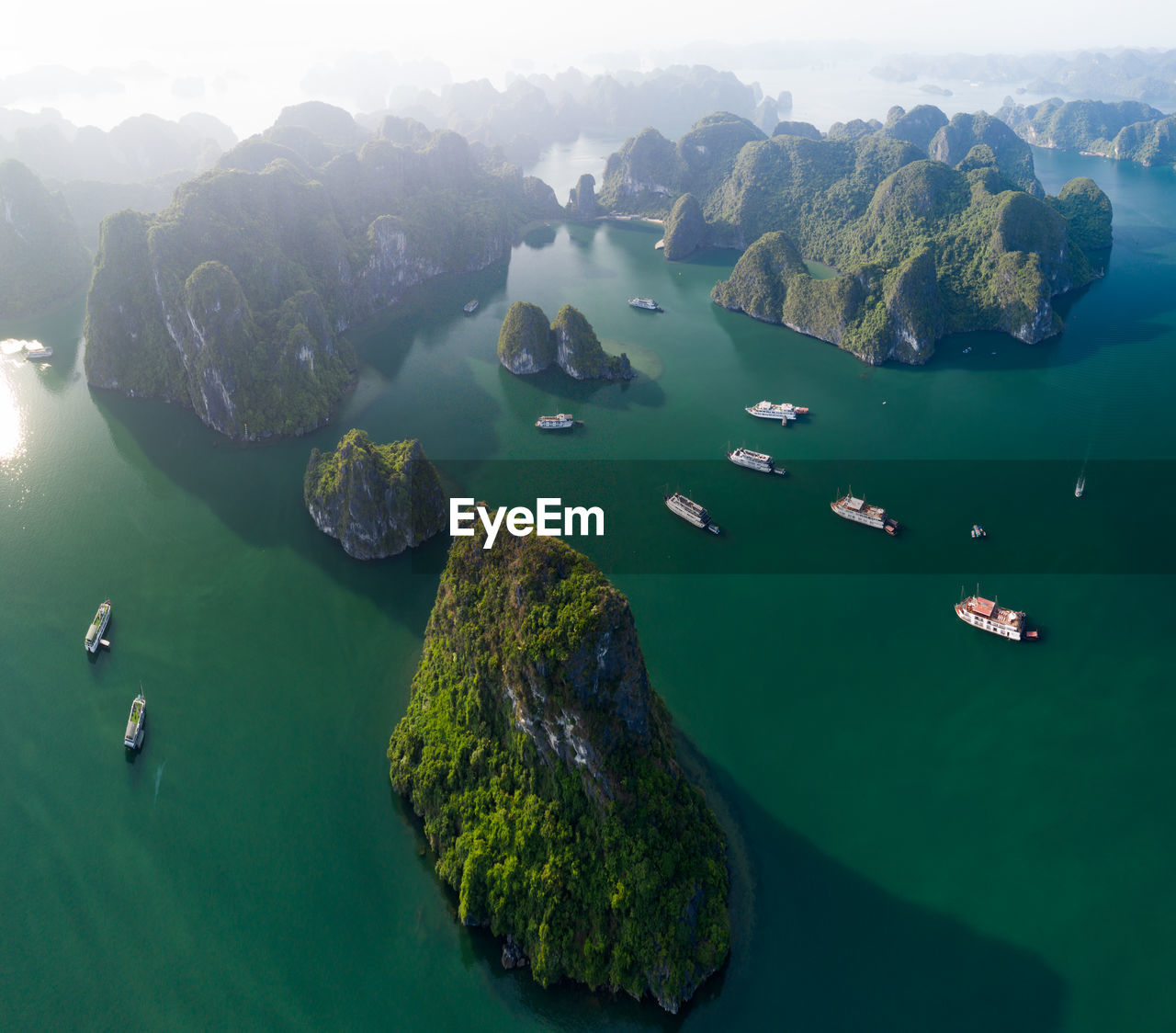 High angle view of rocks in sea