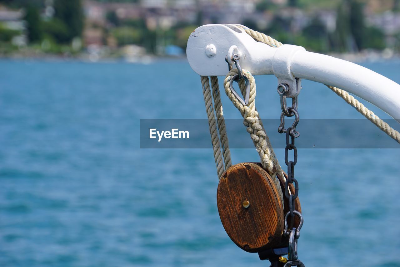 Cropped image of boat on sea