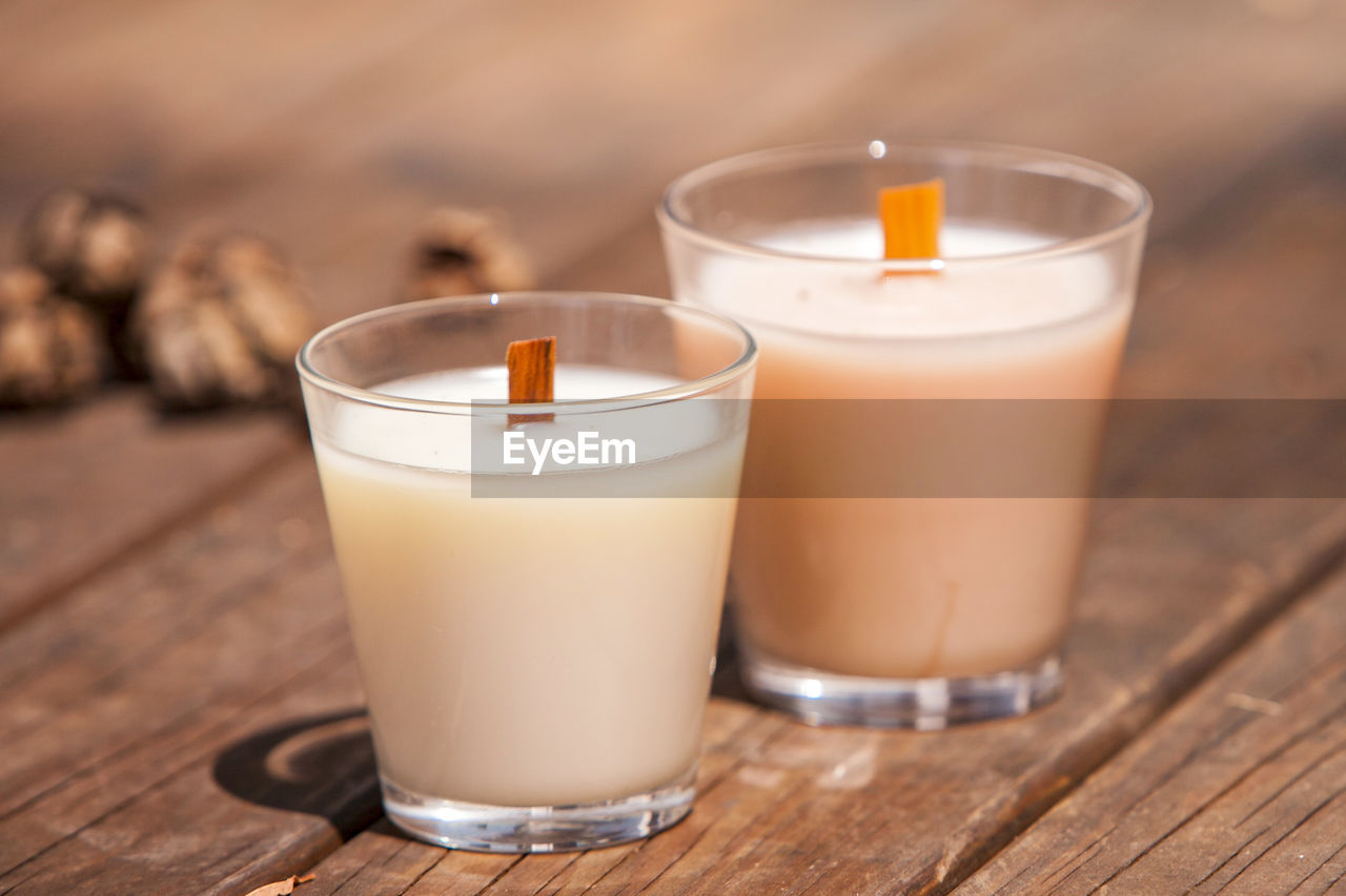 Close-up of drinks on table