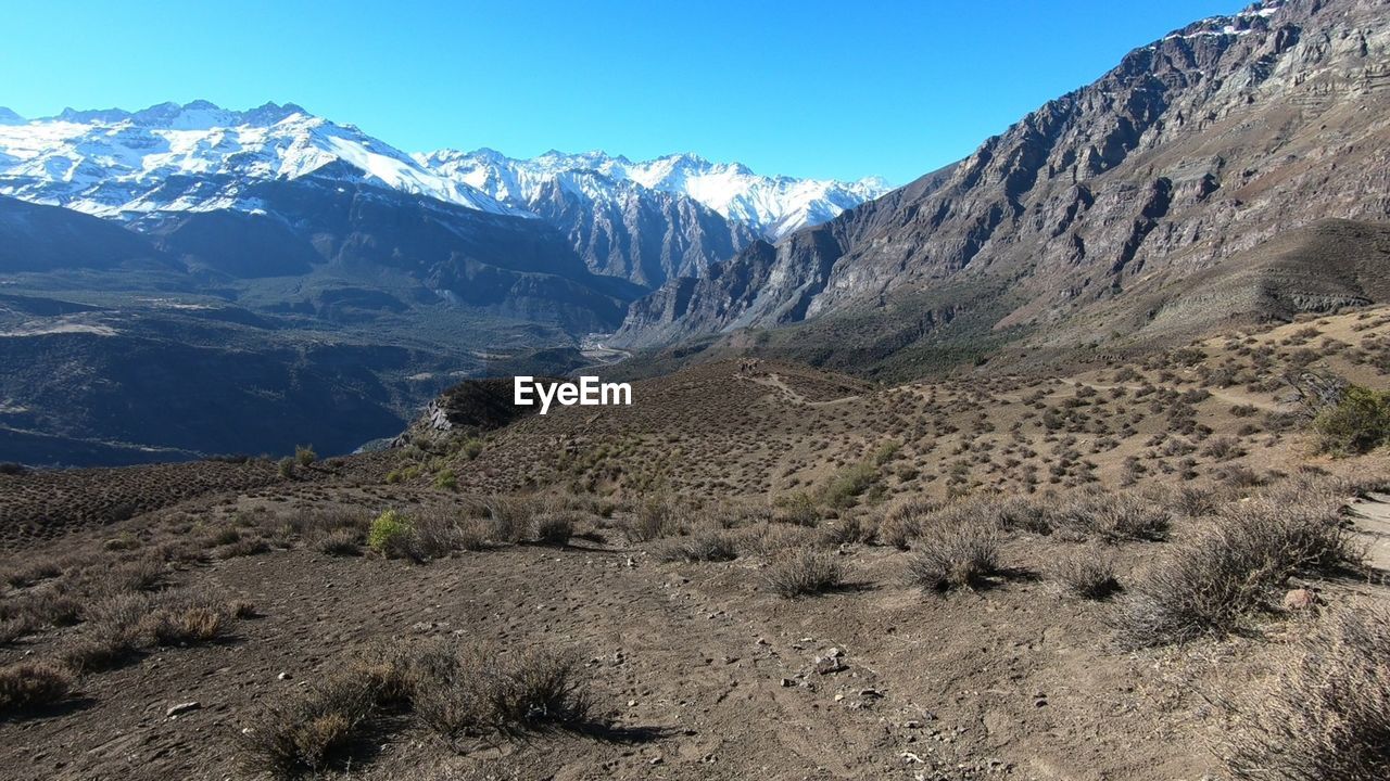 SCENIC VIEW OF MOUNTAINS AGAINST CLEAR SKY