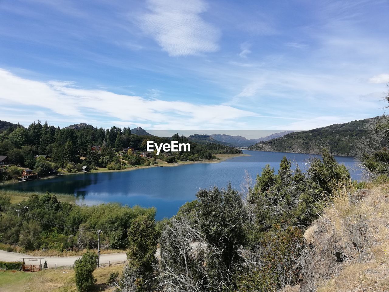 Scenic view of lake against sky