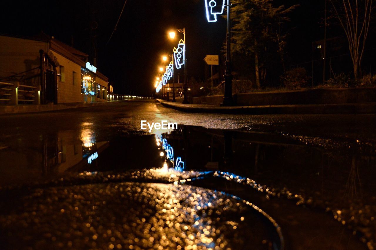 REFLECTION OF ILLUMINATED BUILDINGS IN WATER