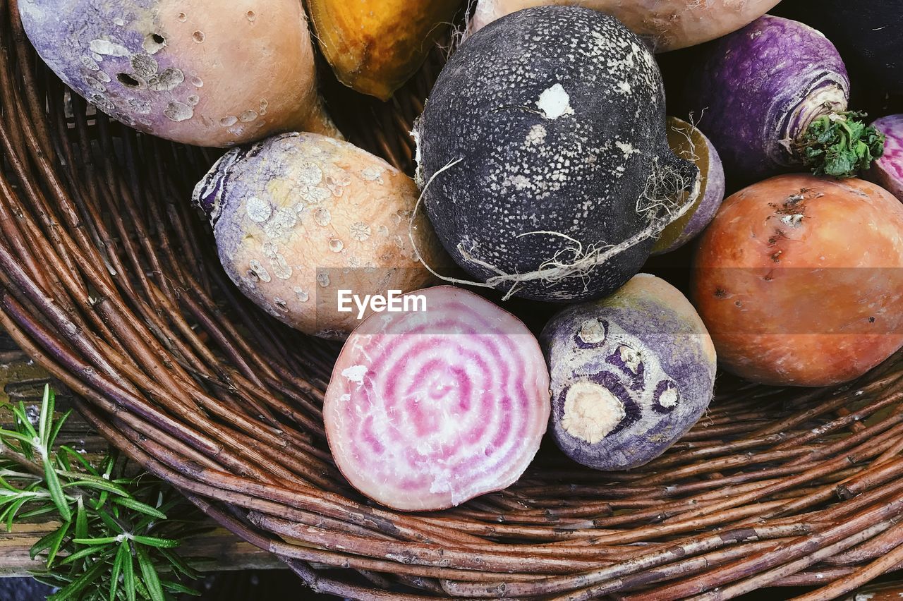 HIGH ANGLE VIEW OF BASKET