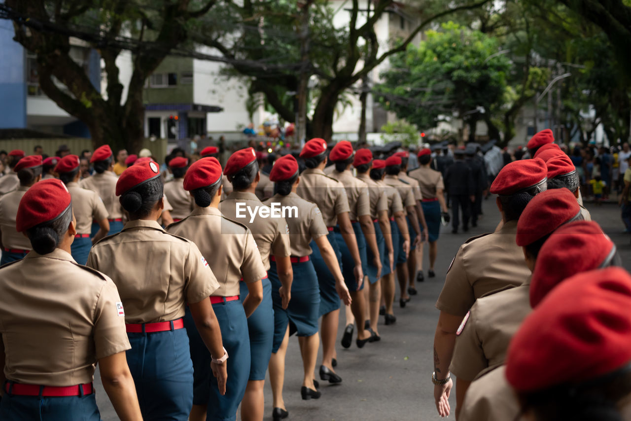 Female military police officers parade during tributes to brazilian independence day 