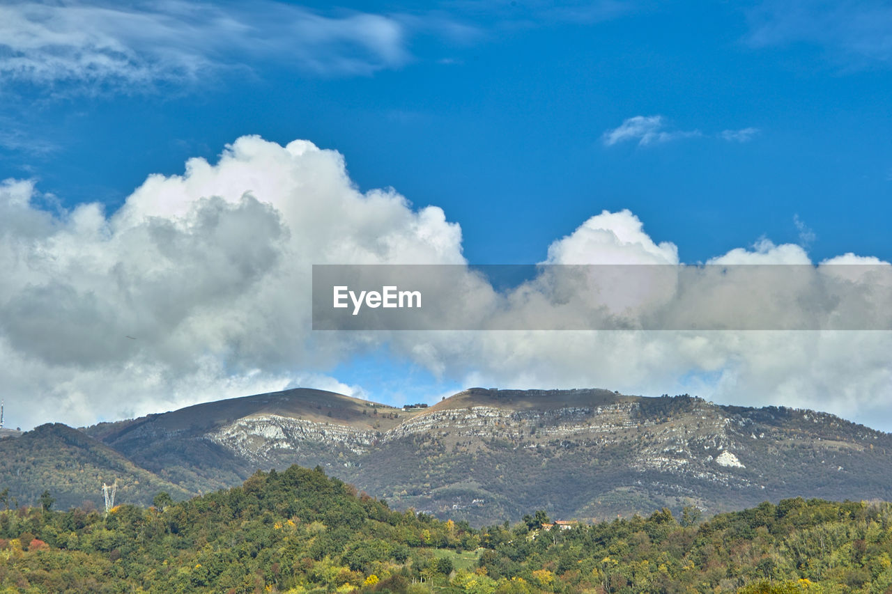 SCENIC VIEW OF LANDSCAPE AND MOUNTAINS AGAINST SKY