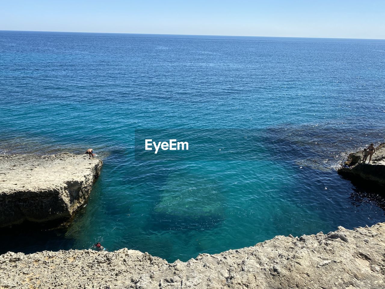 HIGH ANGLE VIEW OF SEA AND ROCKS