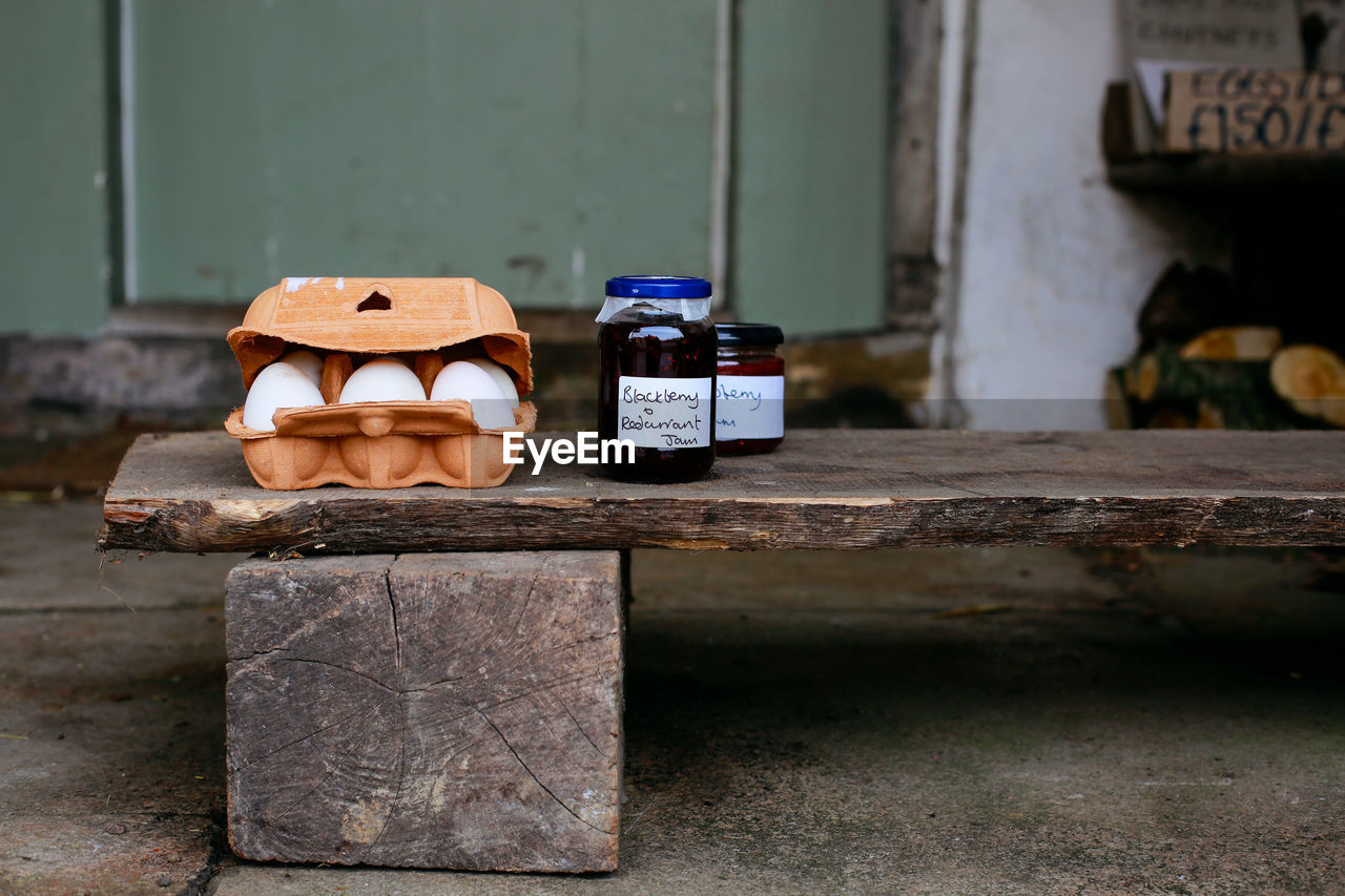 Close up of eggs and jam