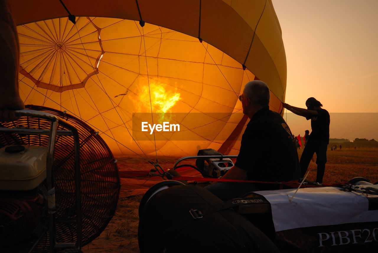 Cropped hot air balloon against clear sky