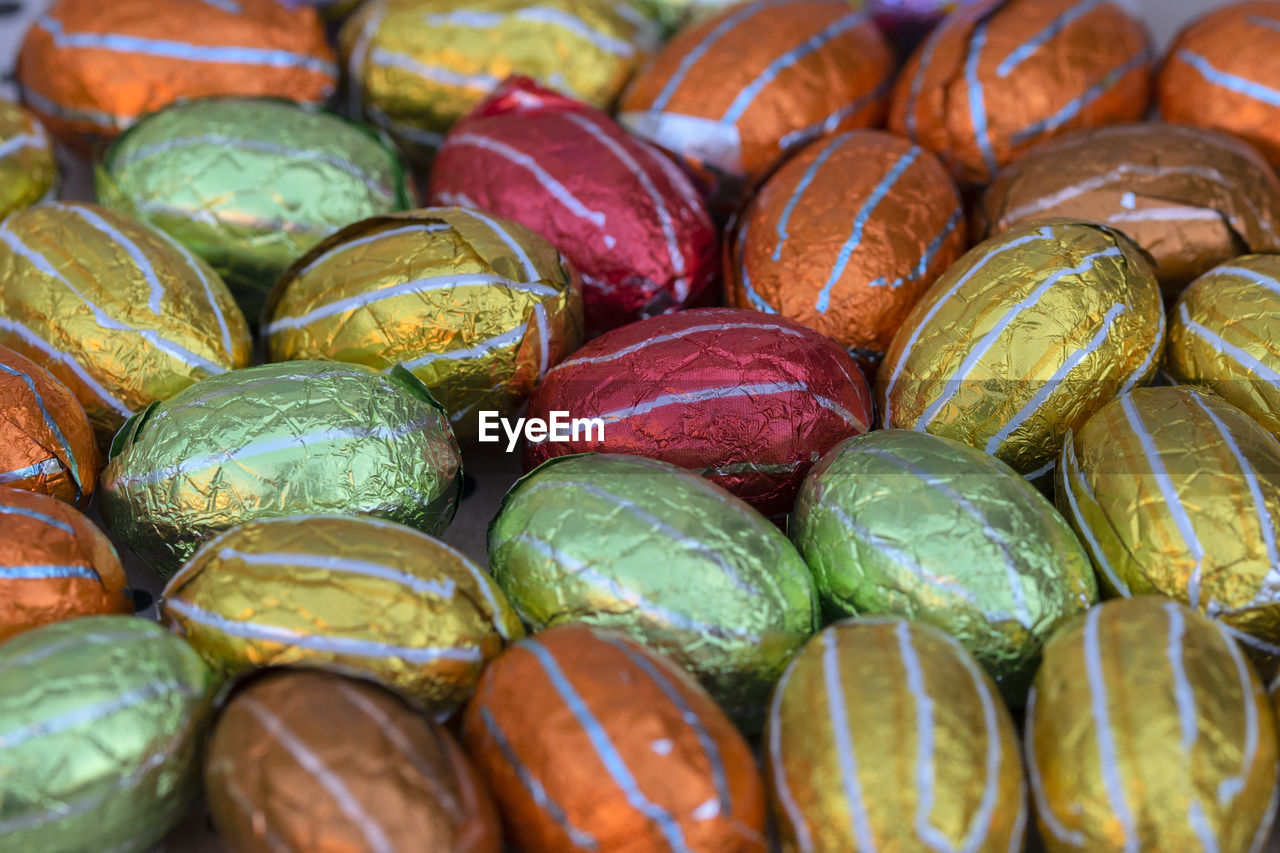 Above view of chocolate eggs at amsterdam the netherlands 27-3-2022