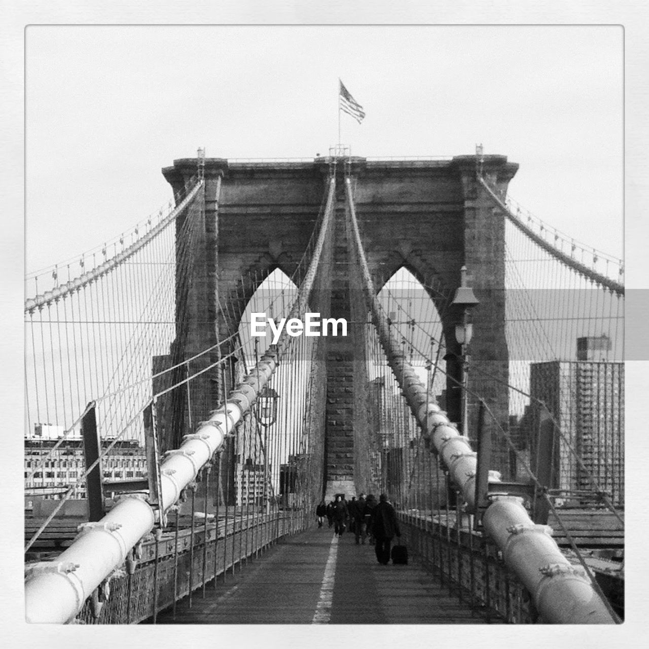 Brooklyn bridge against clear sky