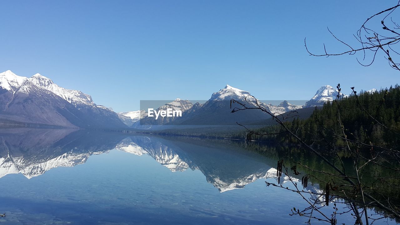 Scenic view of snow covered mountains