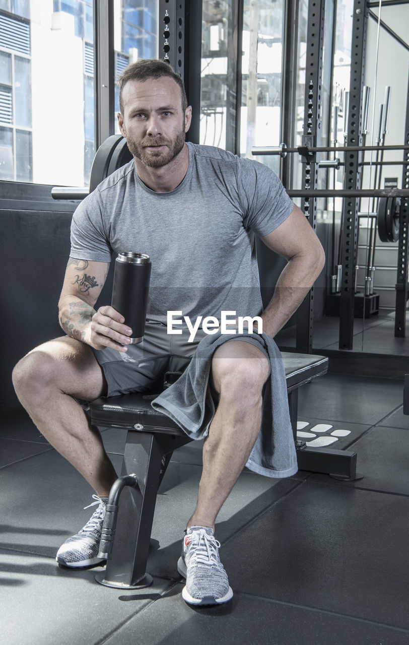 Man working out at urban gym in bangkok