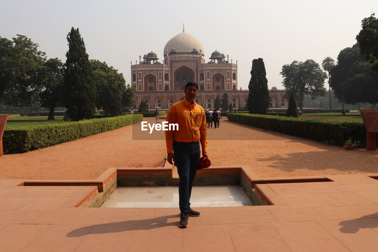 In front of humayun tomb, the cemetery of mughal emperor humayun.
