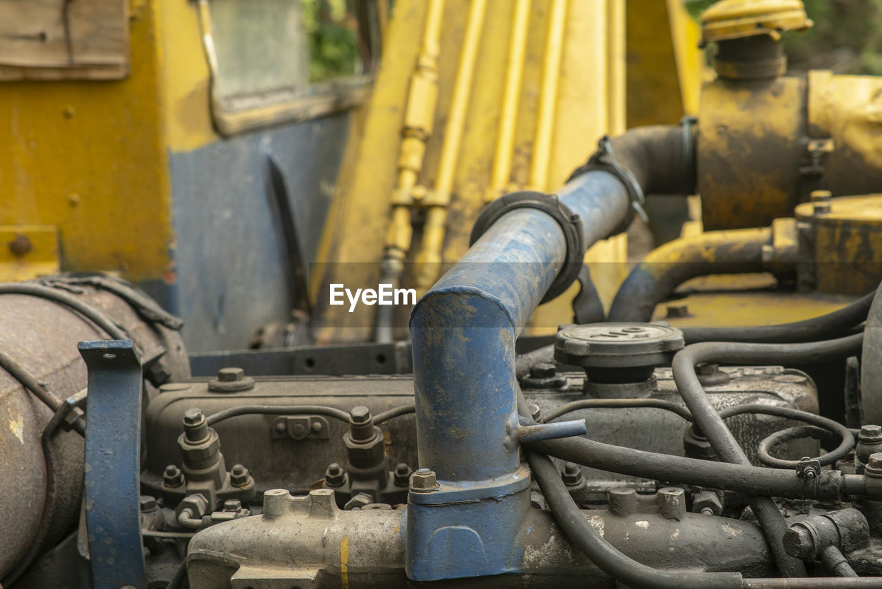 High angle view of vehicle engine