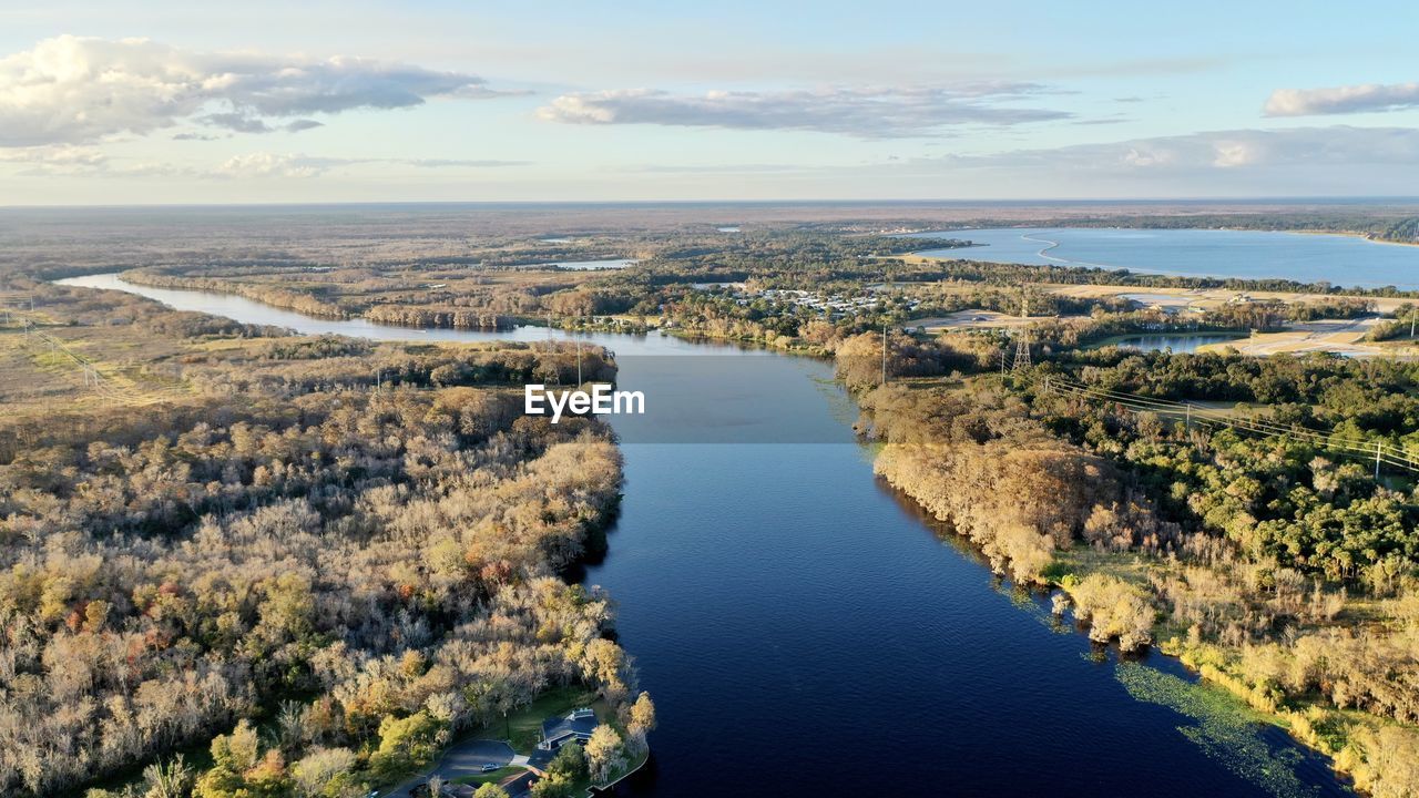 HIGH ANGLE VIEW OF RIVER ALONG LANDSCAPE