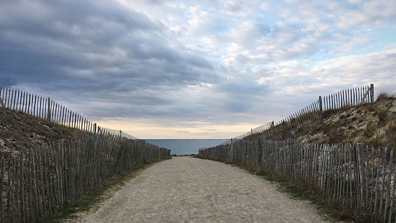 VIEW OF EMPTY CALM SEA AGAINST CLOUDS