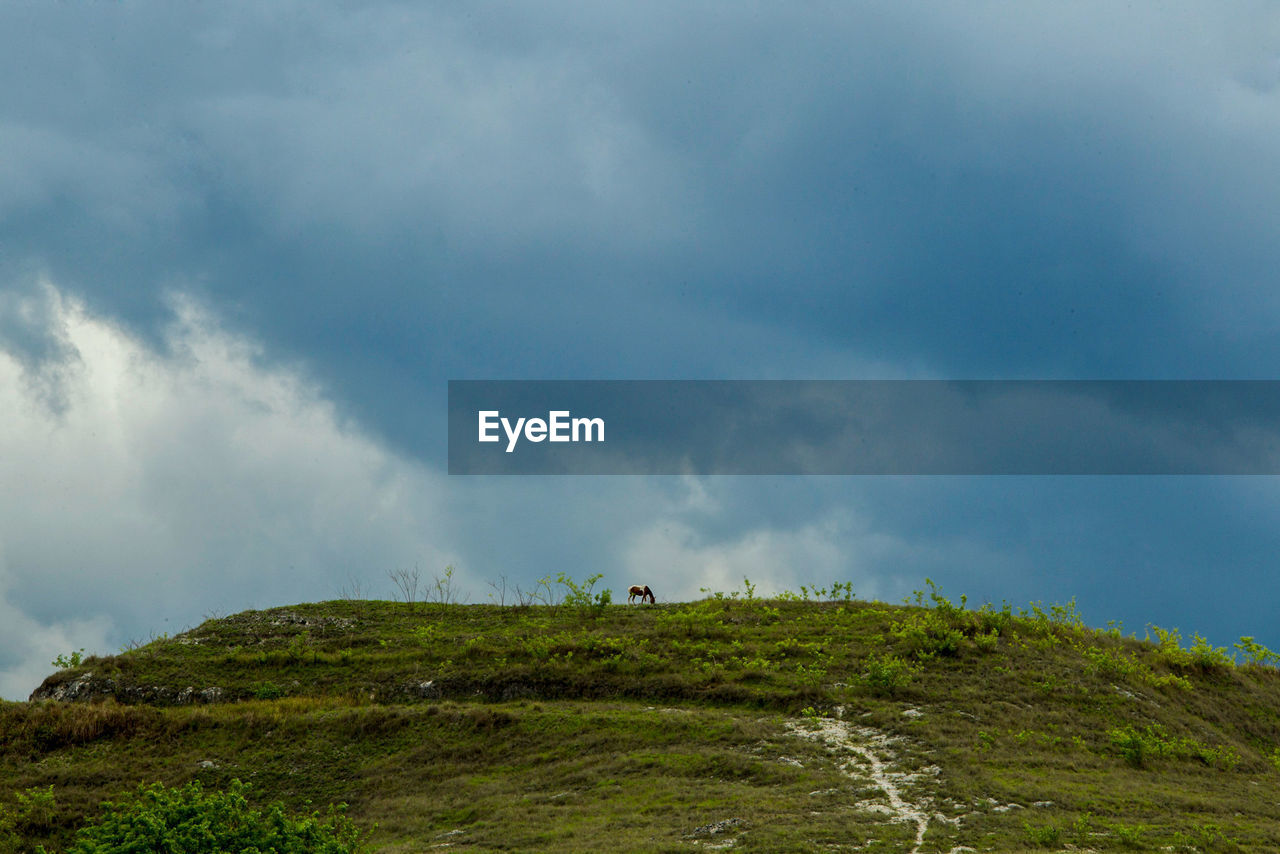 Scenic view of land against sky