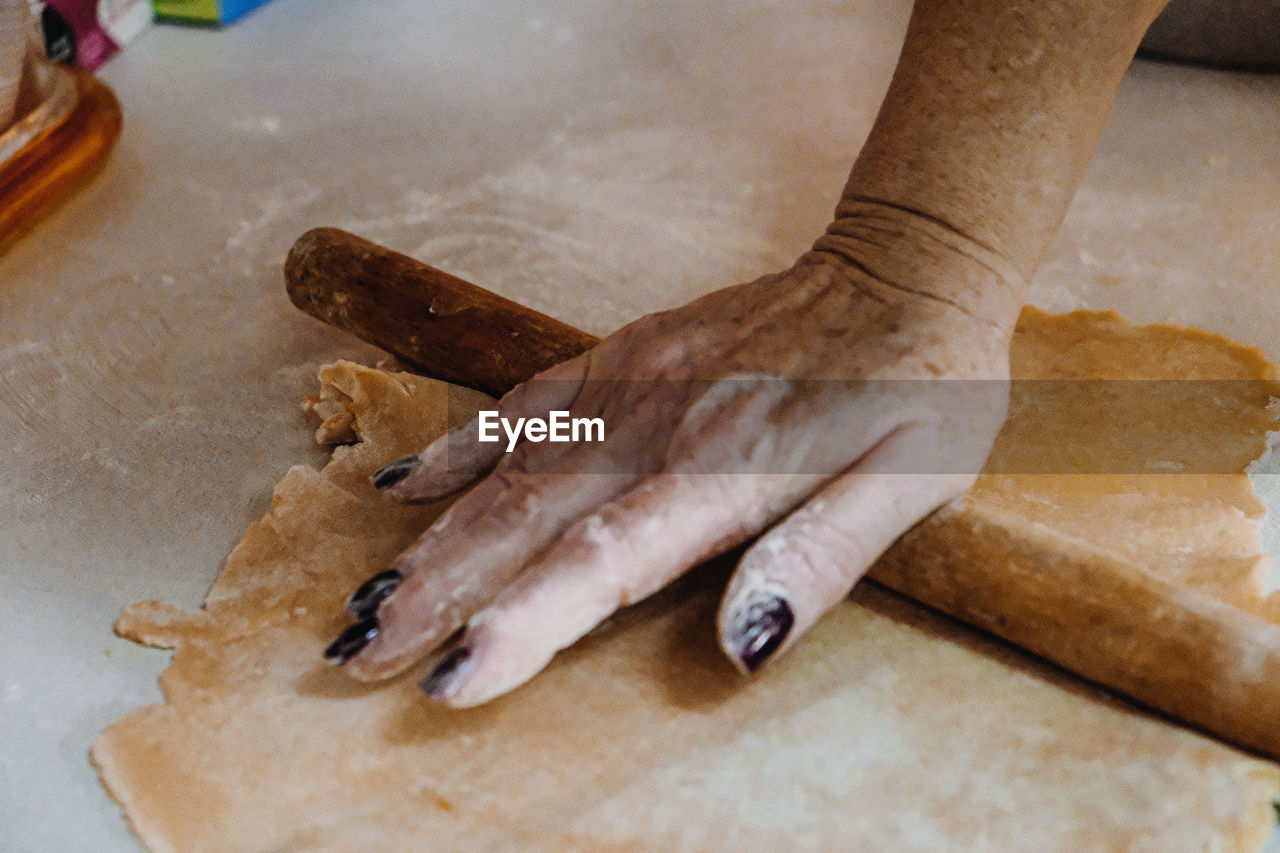 Close-up of person preparing food