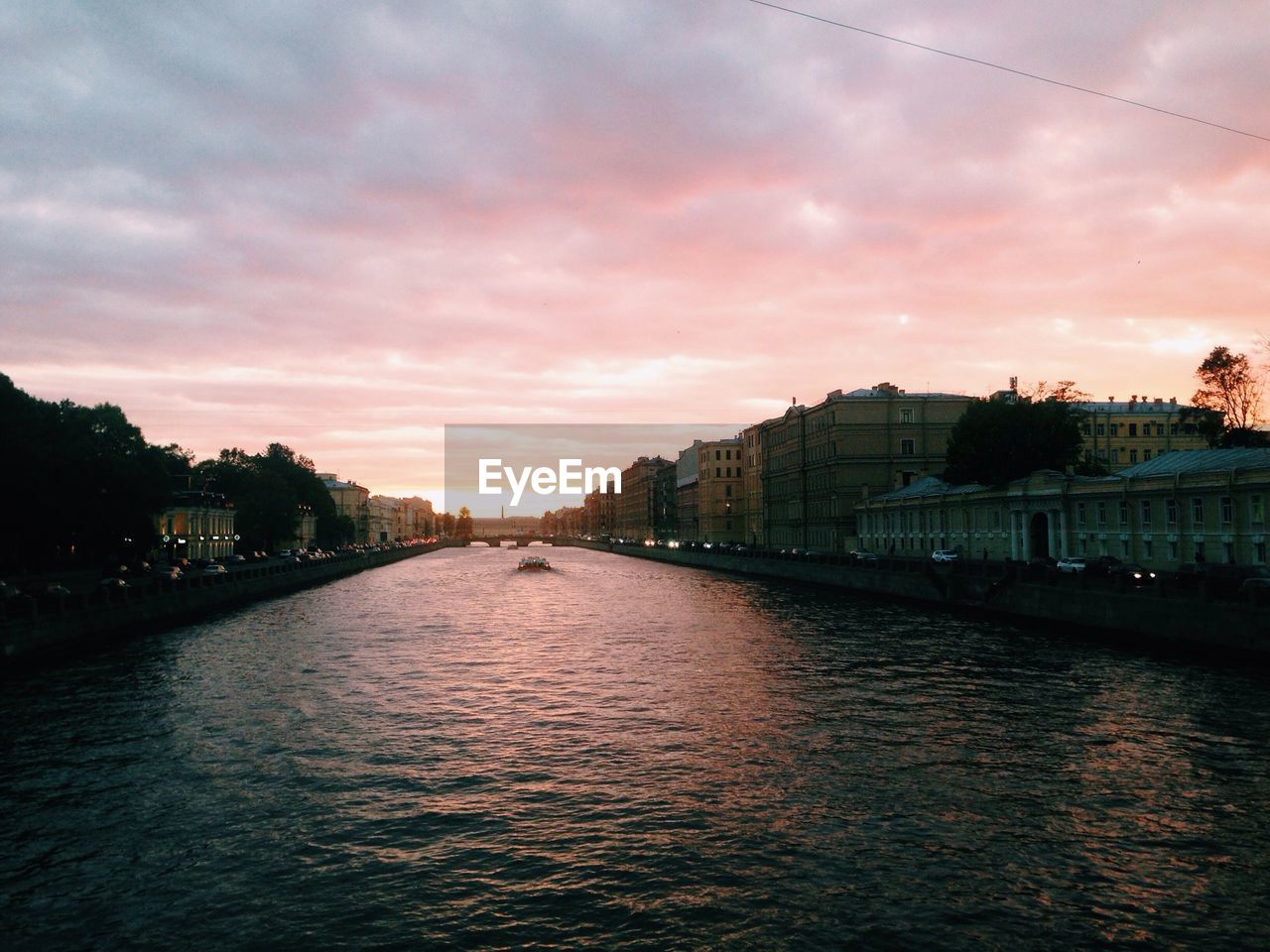 VIEW OF CITY AT DUSK