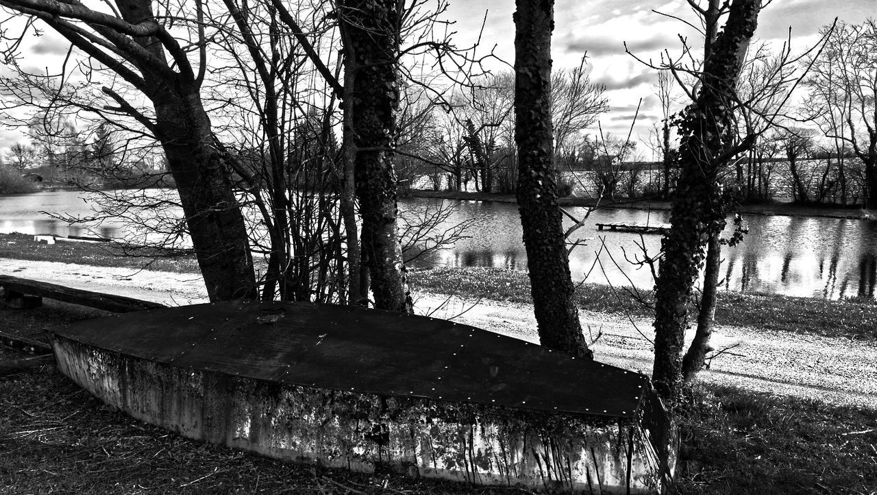 SCENIC VIEW OF LAKE BY TREES AGAINST SKY