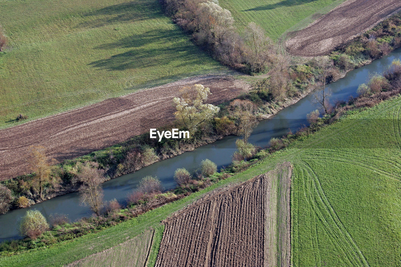 High angle view of agricultural field