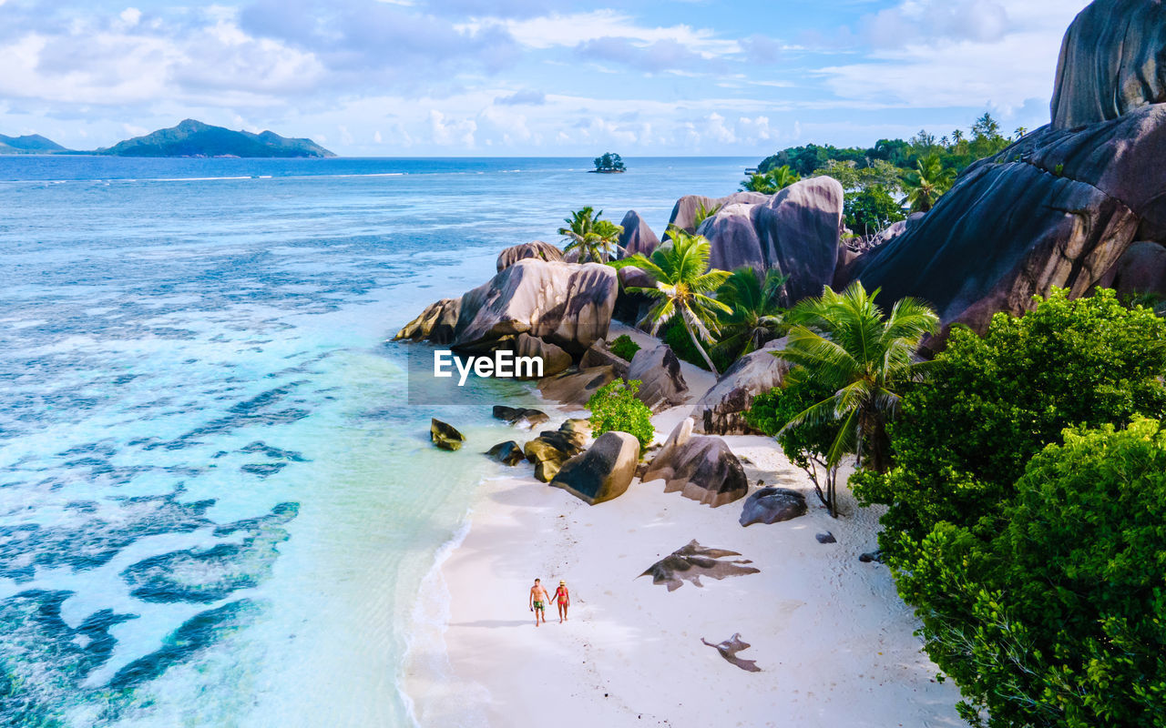 high angle view of beach against sky