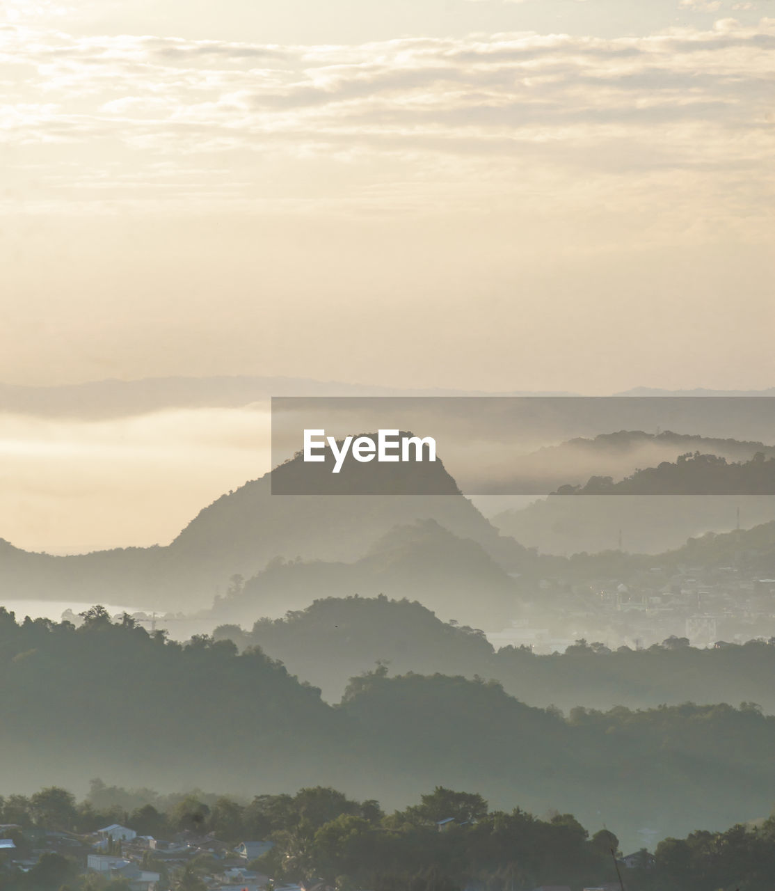 Scenic view of mountains against sky during sunset