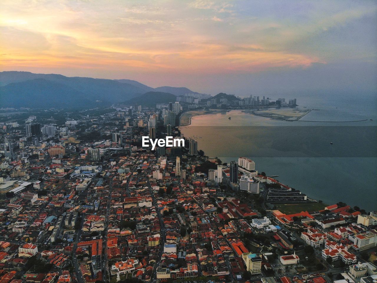 Aerial view of georgetown, penang malaysia