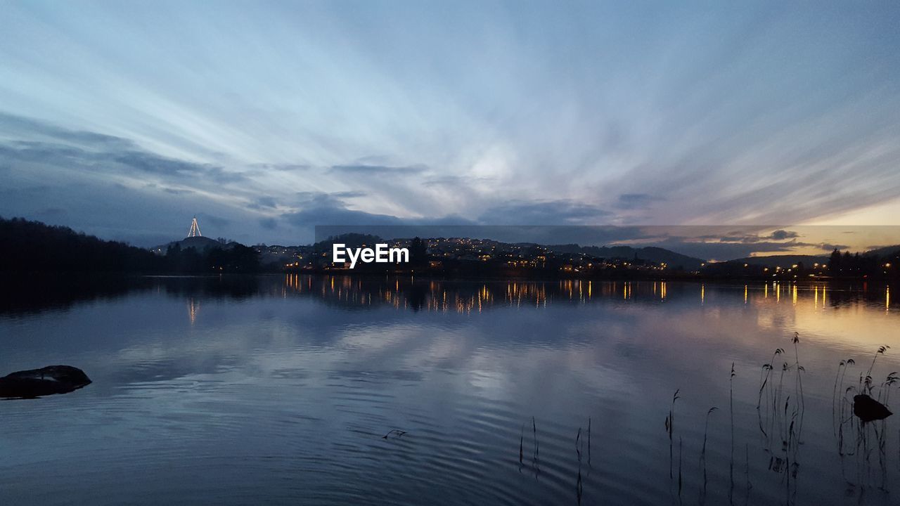 Scenic view of lake against sky